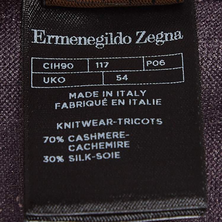 Pre Owned Ermenegildo Zegna Purple Cashmere Blend Knit Polo T-Shirt XXL