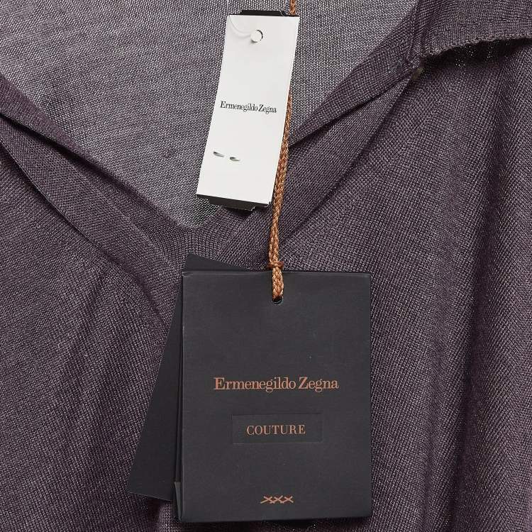 Pre Owned Ermenegildo Zegna Purple Cashmere Blend Knit Polo T-Shirt XXL