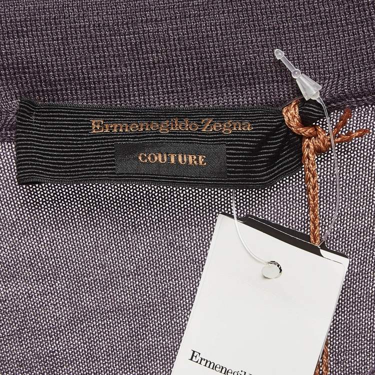 Pre Owned Ermenegildo Zegna Purple Cashmere Blend Knit Polo T-Shirt XXL
