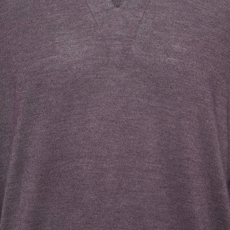 Pre Owned Ermenegildo Zegna Purple Cashmere Blend Knit Polo T-Shirt XXL