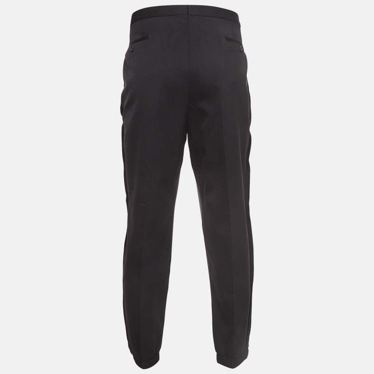 Pre Owned Ermenegildo Zegna Couture Black Silk Paneled Gabardine Joggers XXXL