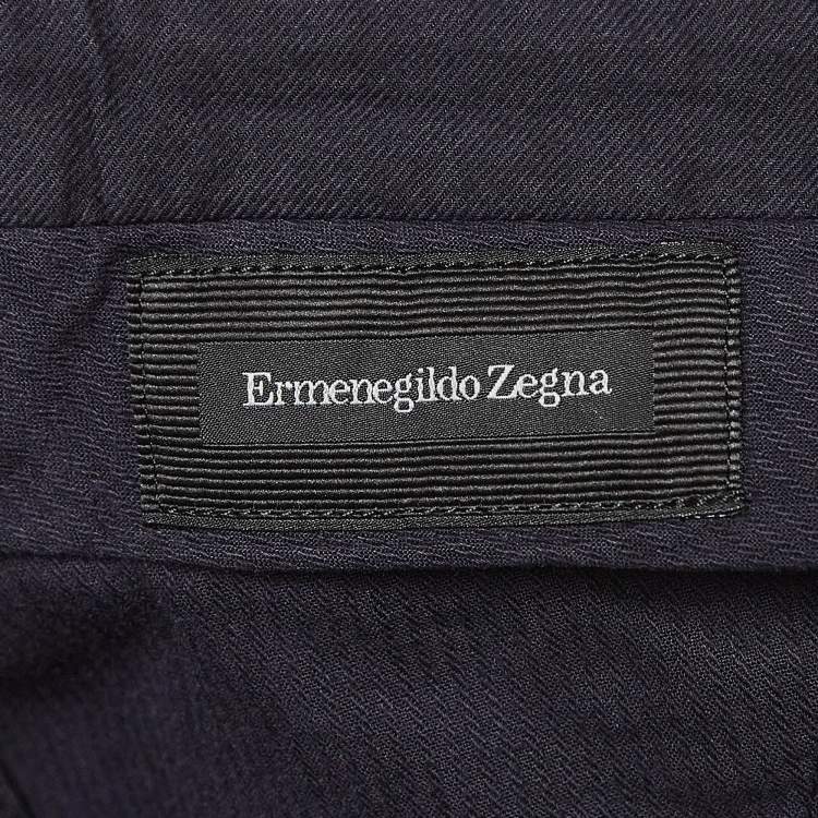 Pre Owned Ermenegildo Zegna Navy Blue Cotton Chino Trousers M