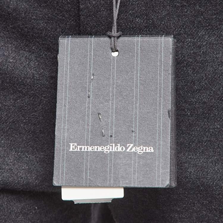 Pre Owned Ermenegildo Zegna Grey Wool Drawstring Formal Trousers L