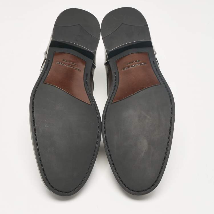 Pre Owned Ermenegildo Zegna Brown Leather Lace Up Derby Size 45.5