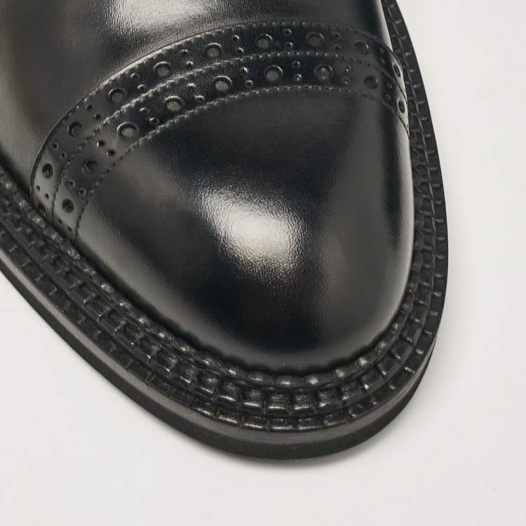 Pre Owned Ermenegildo Zegna Black Leather Lace Up Oxfords Size 44