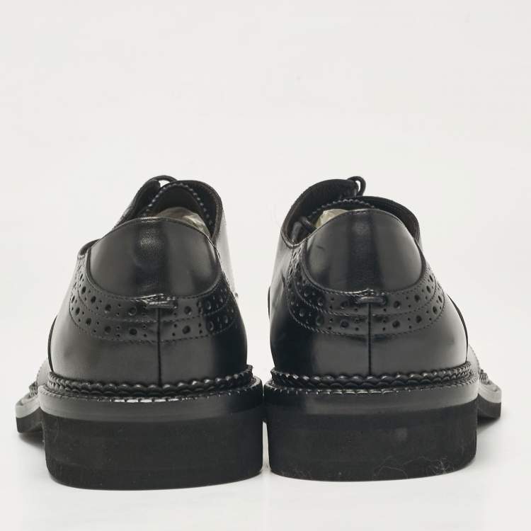 Pre Owned Ermenegildo Zegna Black Leather Lace Up Oxfords Size 44