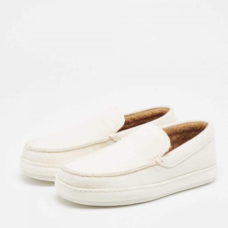 Pre Owned Ermenegildo Zegna Off White Wool Slip On Sneakers Size 43