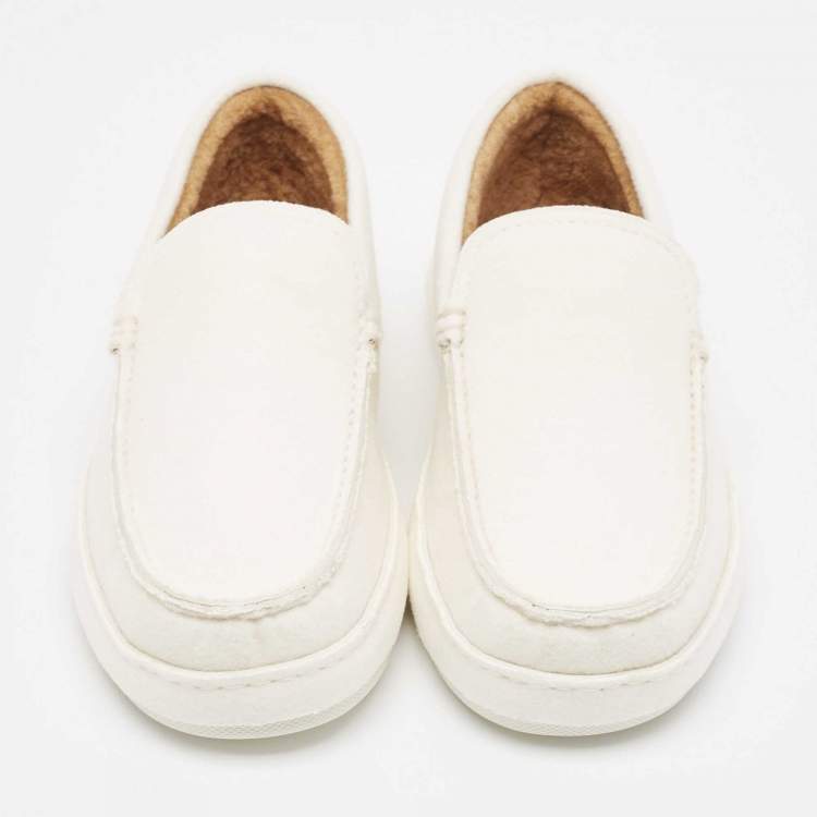 Pre Owned Ermenegildo Zegna Off White Wool Slip On Sneakers Size 43