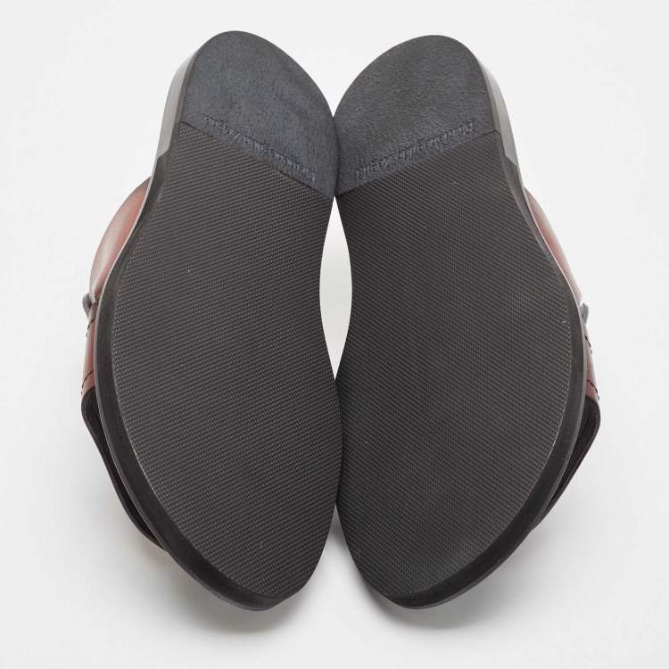Pre Owned Ermenegildo Zegna Brown Leather Flat Sandals Size 44