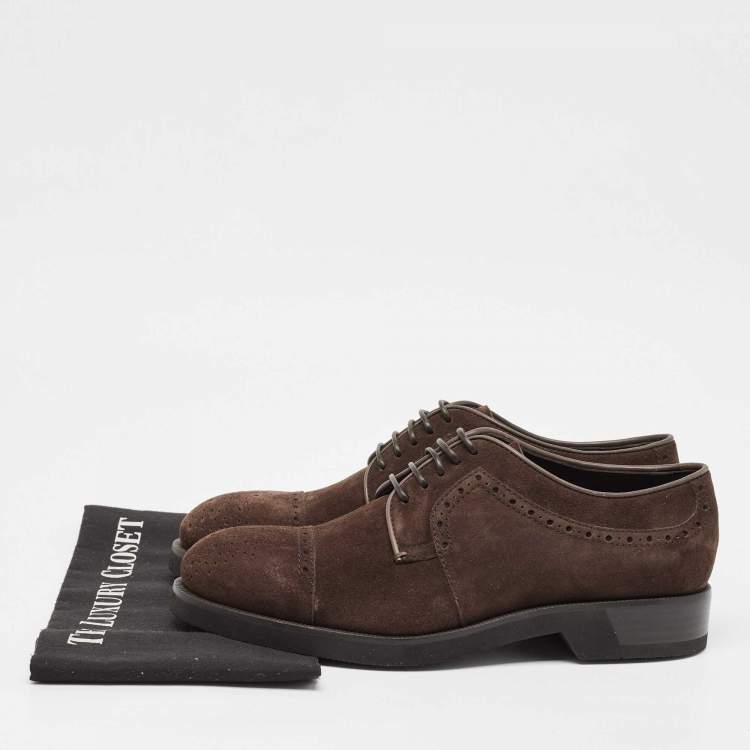 Pre Owned Ermenegildo Zegna Brown Suede Lace Up Derby Size 42