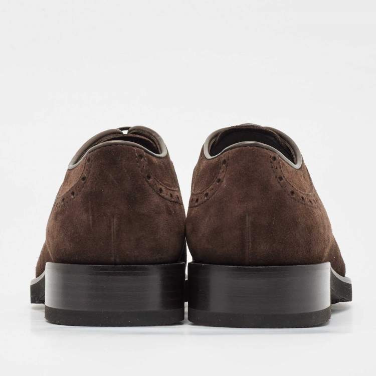 Pre Owned Ermenegildo Zegna Brown Suede Lace Up Derby Size 42