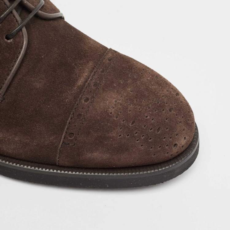 Pre Owned Ermenegildo Zegna Brown Suede Lace Up Derby Size 42