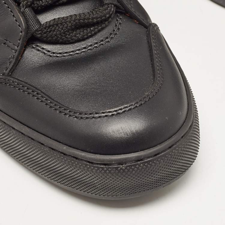 Pre Owned Ermenegildo Zegna Black Leather Triple Stitch Sneakers Size 39