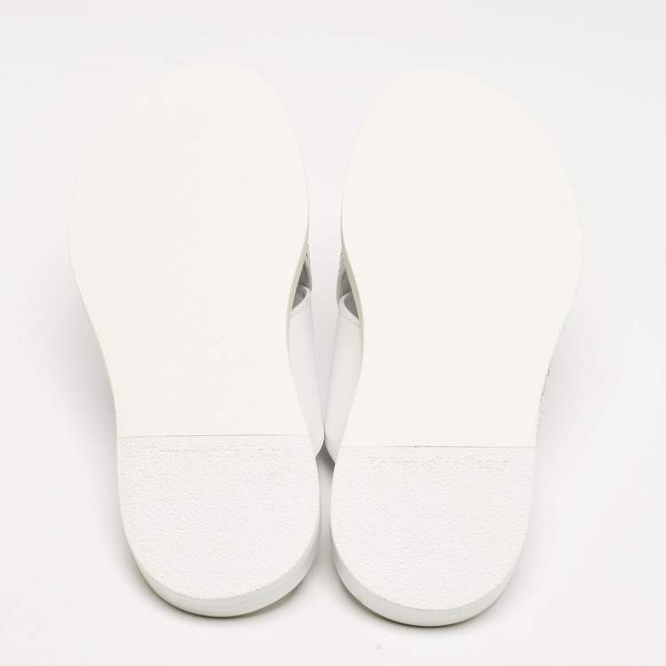 Pre Owned Ermenegildo Zegna White Woven Leather Flat Slides Size 43
