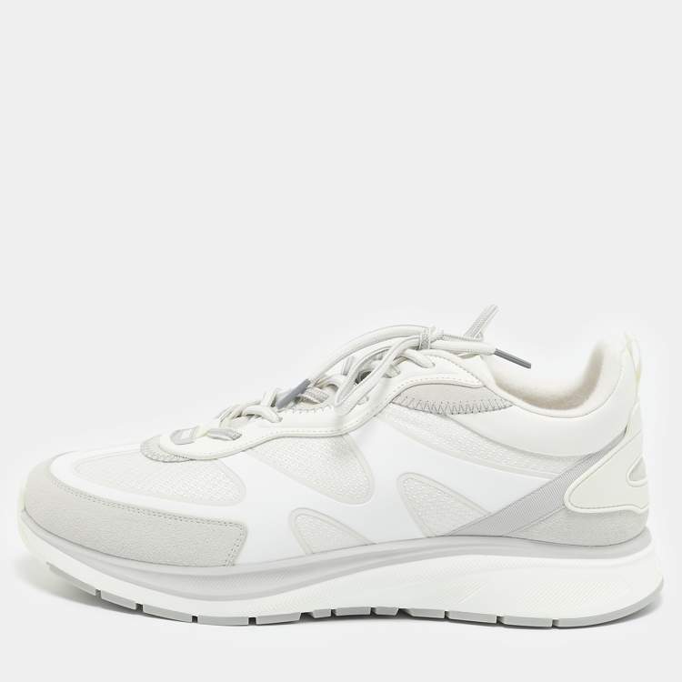Pre Owned Ermenegildo Zegna White Mesh and Suede Ute Runner Sneakers Size 43.5