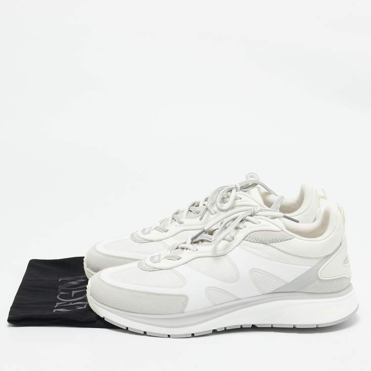 Pre Owned Ermenegildo Zegna White Mesh and Suede Ute Runner Sneakers Size 43.5
