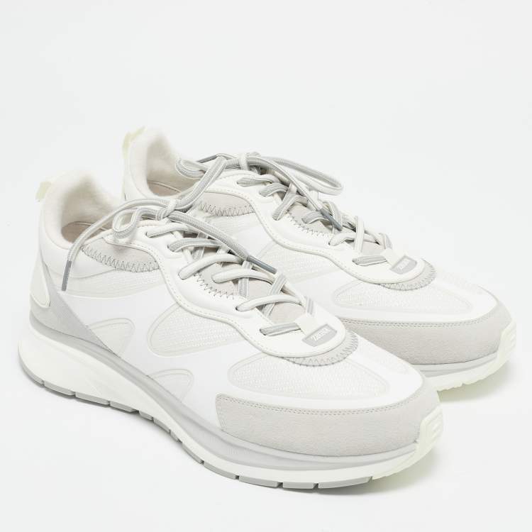 Pre Owned Ermenegildo Zegna White Mesh and Suede Ute Runner Sneakers Size 43.5