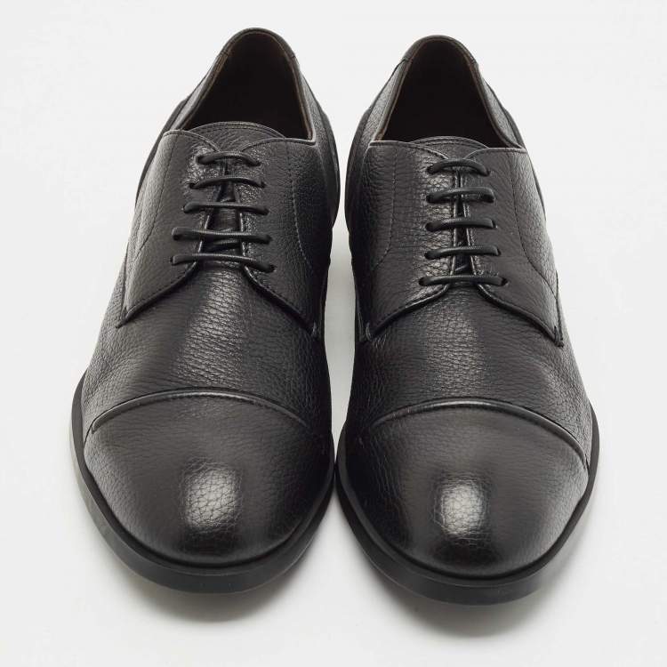 Pre Owned Ermenegildo Zegna Black Leather Lace Up Derby Size 43.5