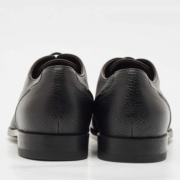 Pre Owned Ermenegildo Zegna Black Leather Lace Up Derby Size 43.5