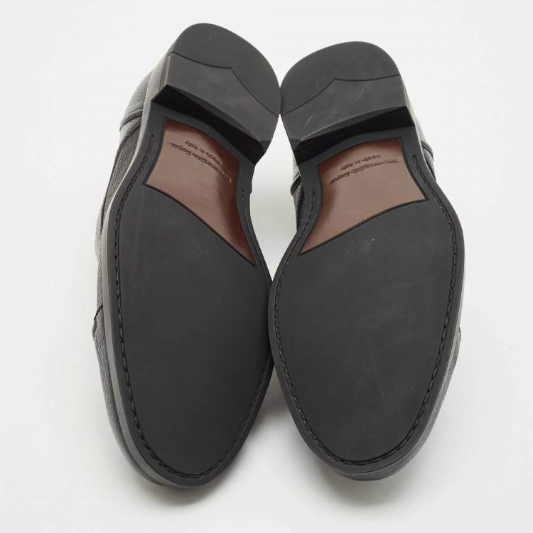 Pre Owned Ermenegildo Zegna Black Leather Lace Up Derby Size 43.5