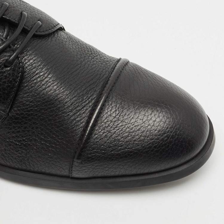 Pre Owned Ermenegildo Zegna Black Leather Lace Up Derby Size 43.5