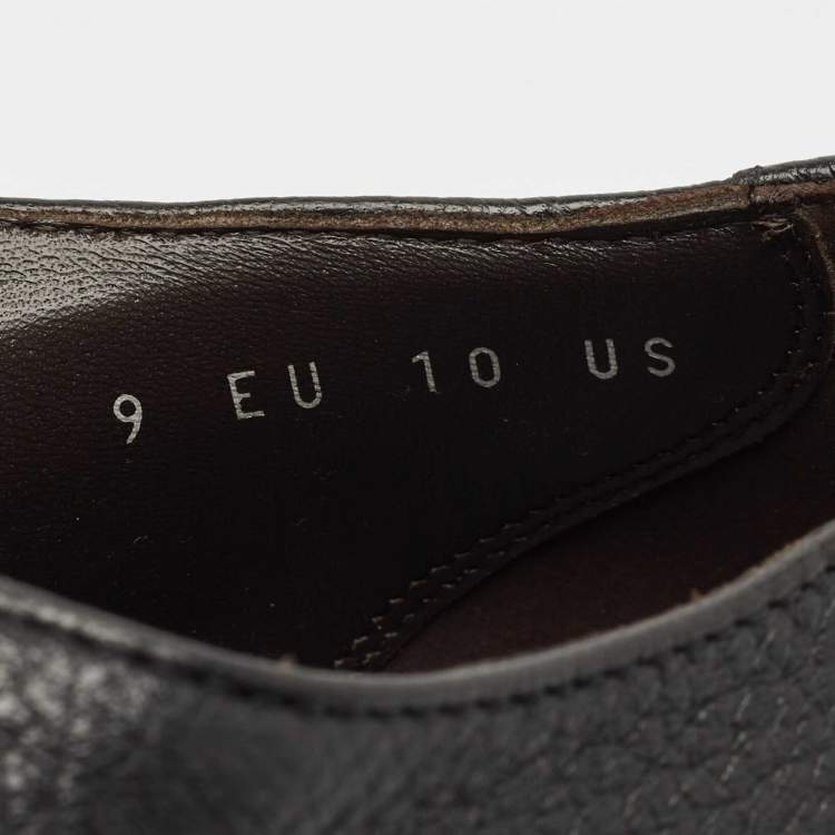 Pre Owned Ermenegildo Zegna Black Leather Lace Up Derby Size 43.5