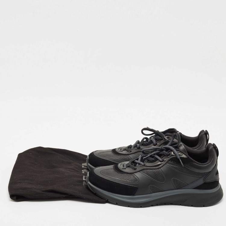 Pre Owned Ermenegildo Zegna Black Leather and Suede Ute Runner Sneakers Size 43.5