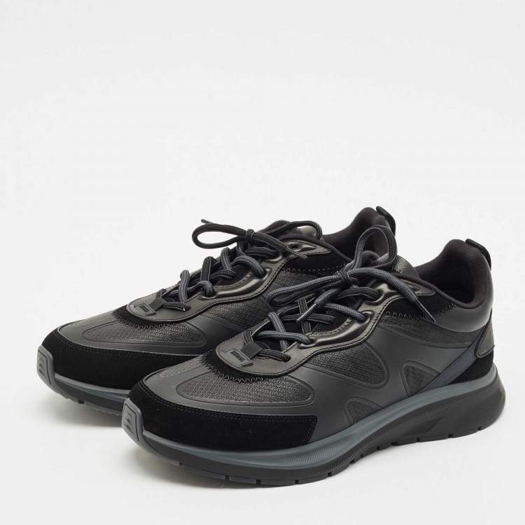 Pre Owned Ermenegildo Zegna Black Leather and Suede Ute Runner Sneakers Size 43.5