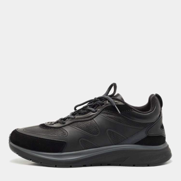 Pre Owned Ermenegildo Zegna Black Leather and Suede Ute Runner Sneakers Size 43.5