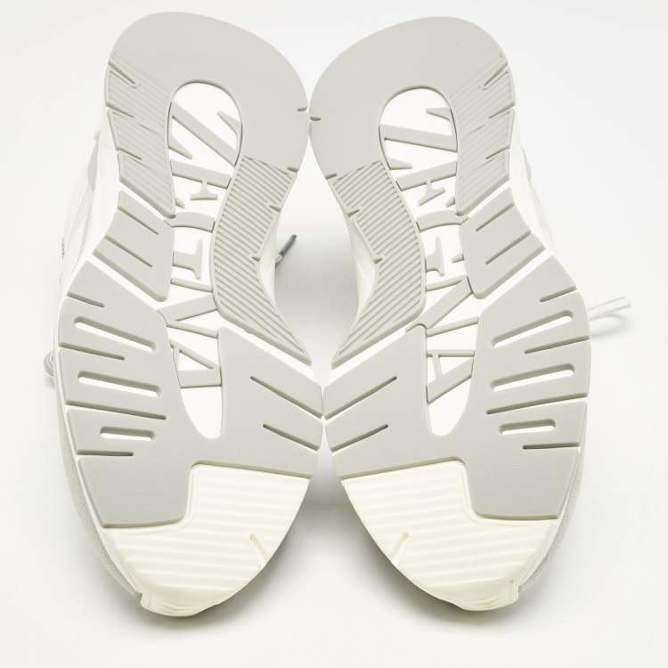 Pre Owned Ermenegildo Zegna White Mesh and Suede Ute Runner Sneakers Size 43.5