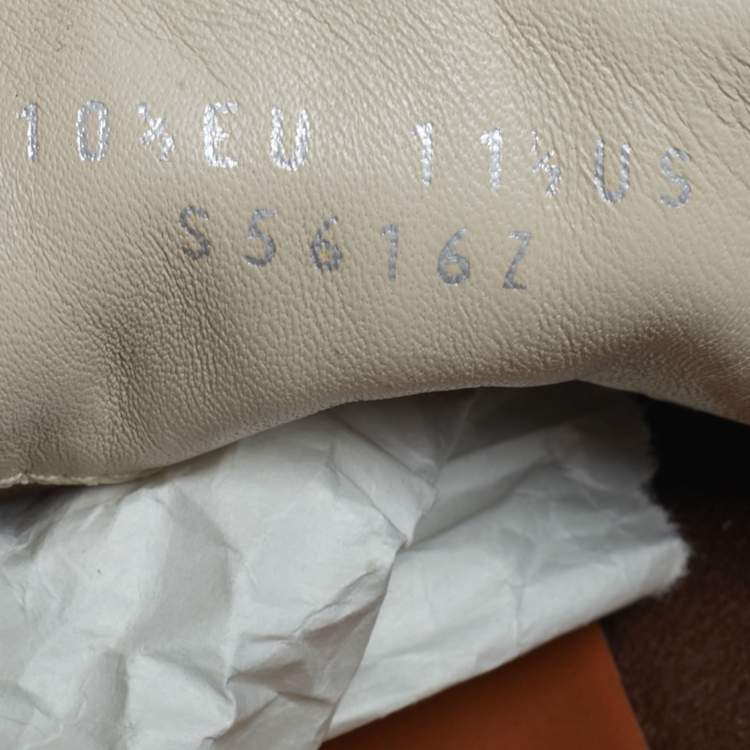 Pre Owned حذاء رياضي ايرمنيجيلدو زينيا كوتور جلد أبيض مزين ثلاثة غرز عنق منخفض مقاس 46