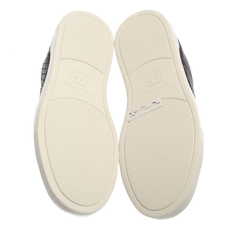 Pre Owned Ermenegildo Zegna Couture Black Woven Leather Pelletessuta Triple Stitch Slip On Sneakers Size 42