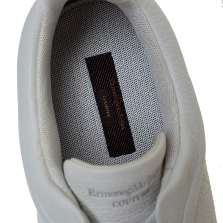 Pre Owned Ermenegildo Zegna White Leather Slip-On Sneakers Size 44 