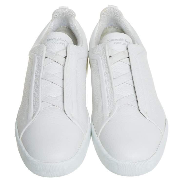 Pre Owned Ermenegildo Zegna White Leather Slip-On Sneakers Size 44 