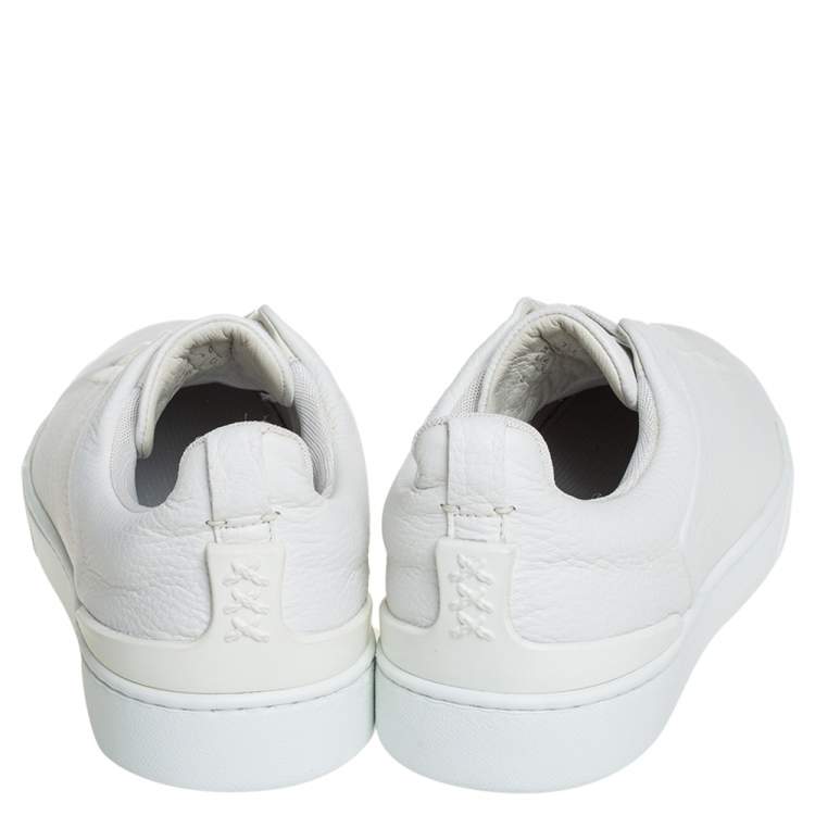 Pre Owned Ermenegildo Zegna White Leather Slip-On Sneakers Size 44 