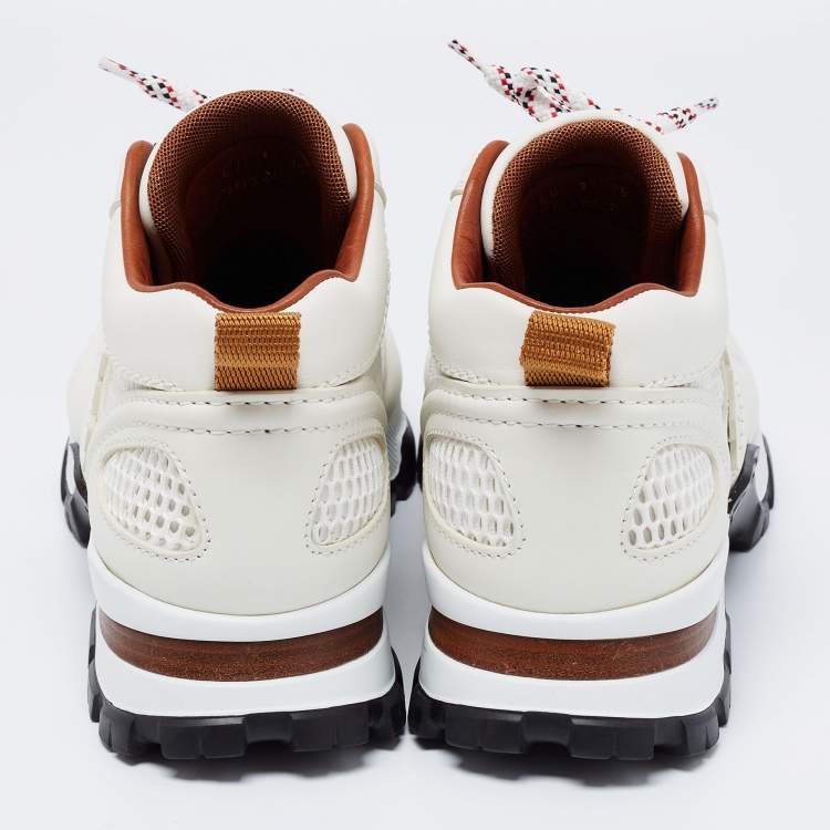 Pre Owned Ermenegildo Zegna White Leather And Mesh Cesare Low Top Sneakers Size 43