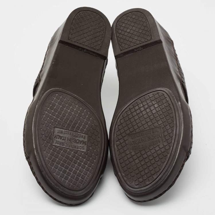 Pre Owned Ermenegildo Zegna Brown Leather Flat Slides Size 40