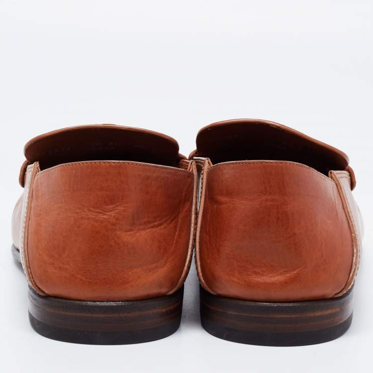 Pre Owned Ermenegildo Zegna  Brown Leather Slip on Loafers Size 41.5