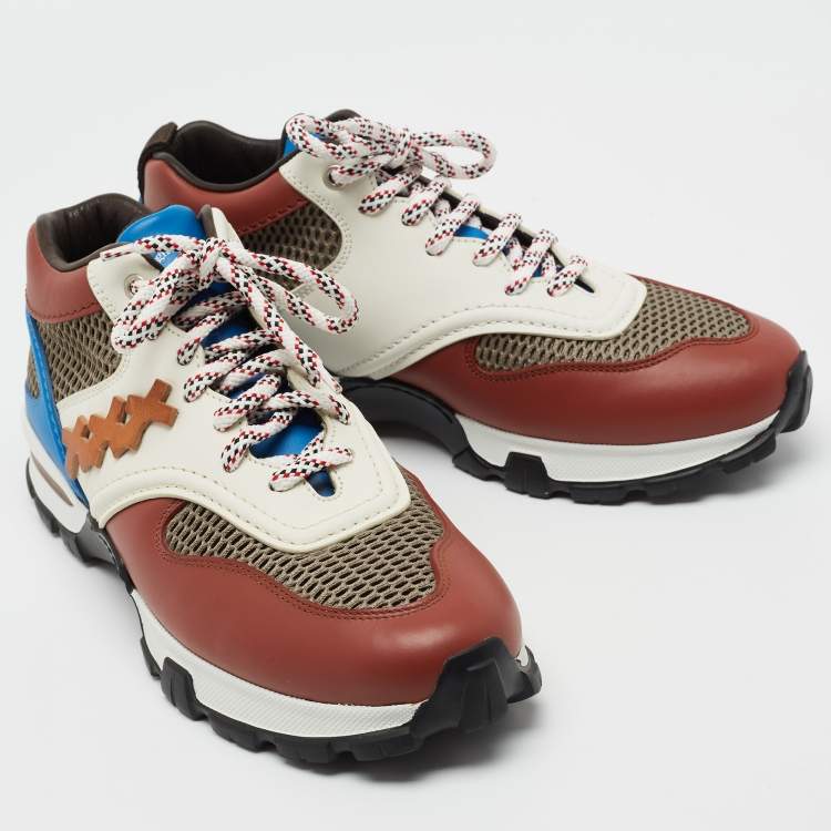 Pre Owned Ermenegildo Zegna Multicolor Leather And Mesh Cesare Low Top Sneakers Size 41.5