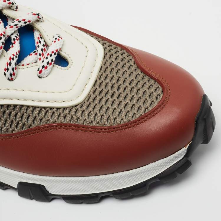 Pre Owned Ermenegildo Zegna Multicolor Leather And Mesh Cesare Low Top Sneakers Size 41.5