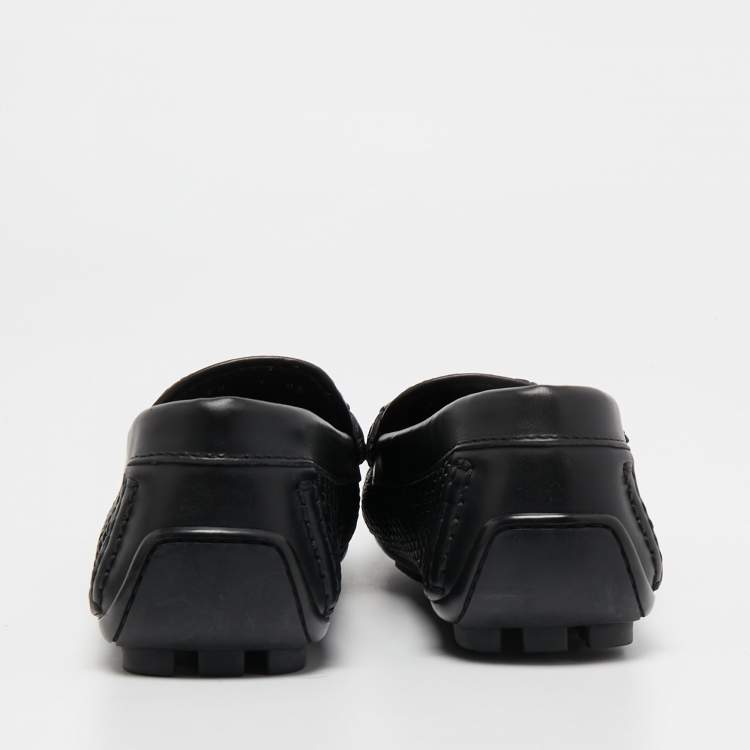 Pre Owned Ermenegildo Zegna Black Woven Leather Loafers Size 40