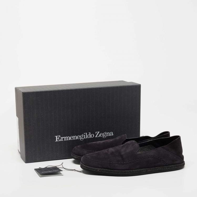 Pre Owned Ermenegildo Dark Blue Suede Espadrille Flats 42