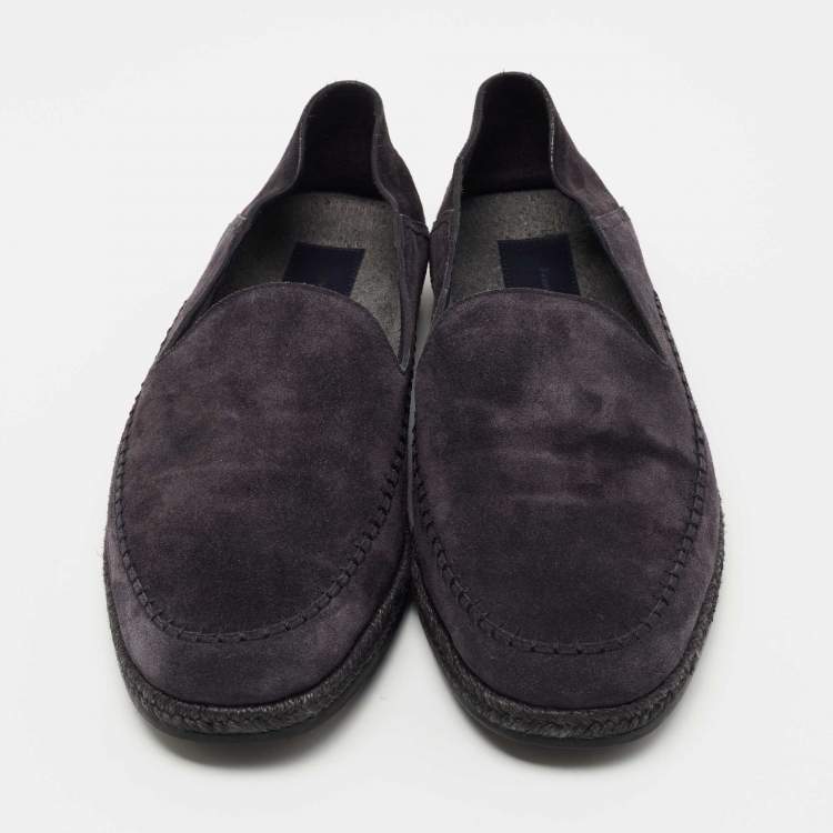 Pre Owned Ermenegildo Dark Blue Suede Espadrille Flats 42