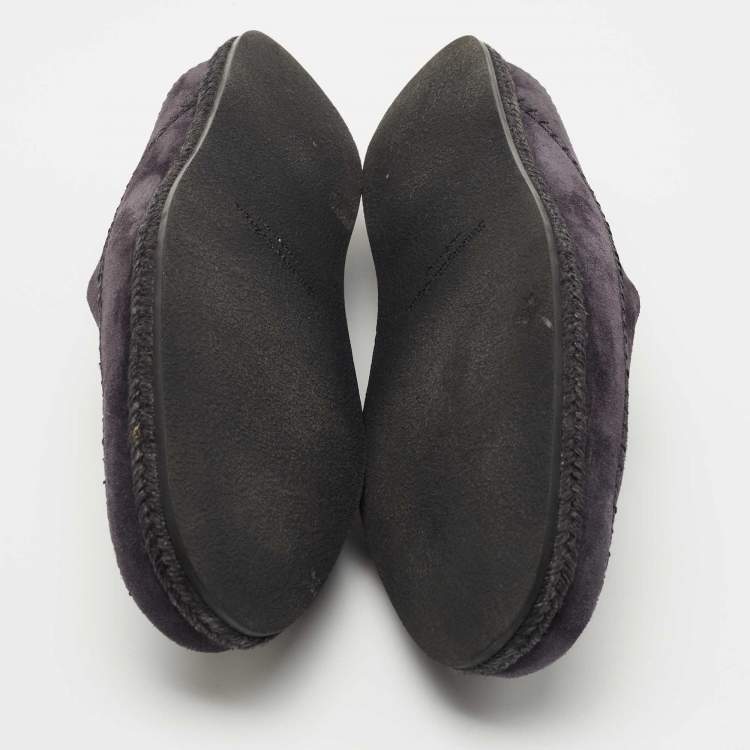 Pre Owned Ermenegildo Dark Blue Suede Espadrille Flats 42