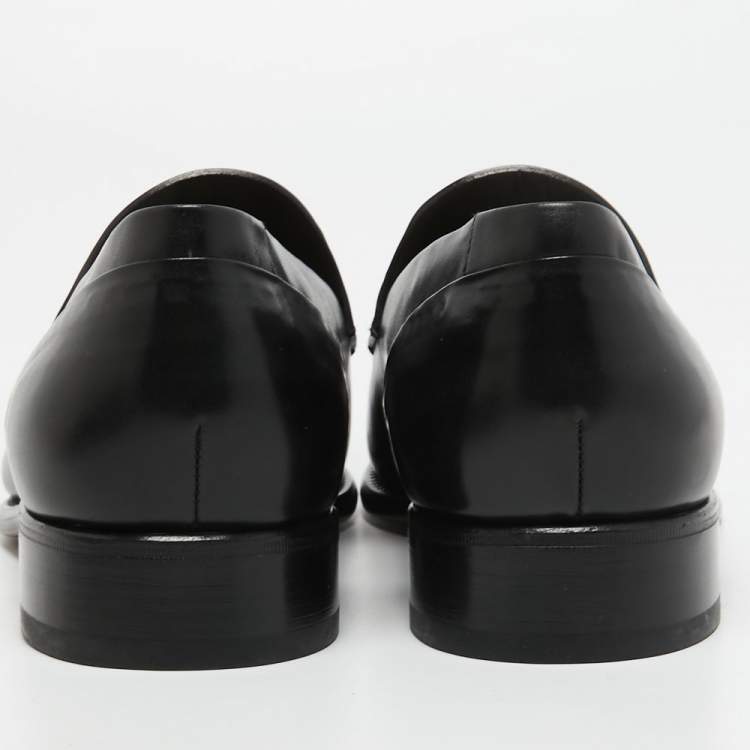 Pre Owned Ermenegildo Zegna Black Leather Fringe Loafers Size 43.5