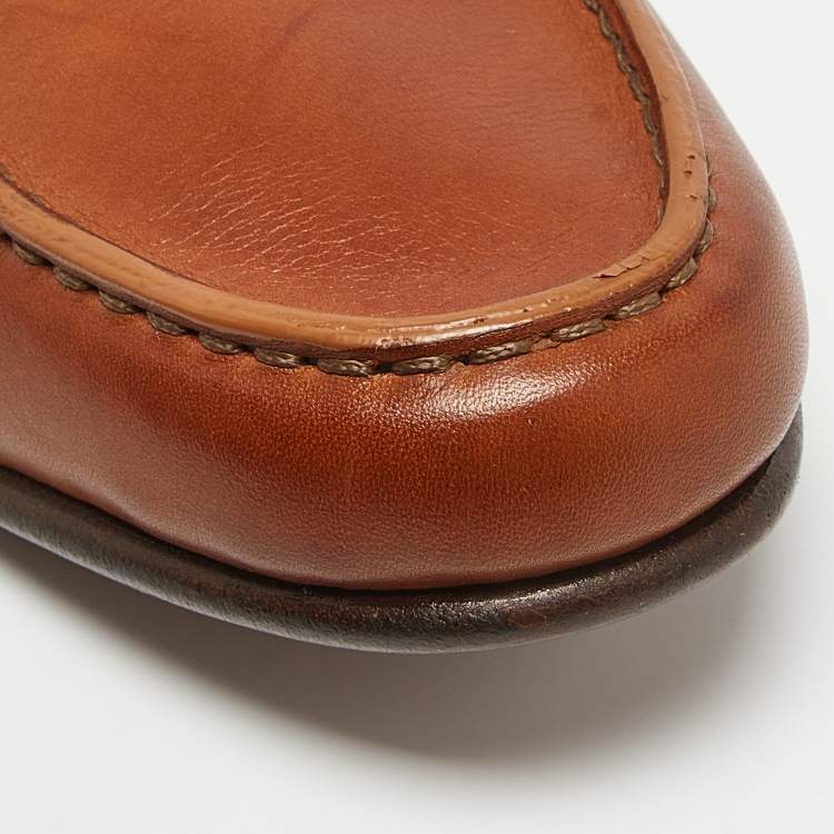 Pre Owned Ermenegildo Zegna Brown Leather Slip On Loafers Size 42