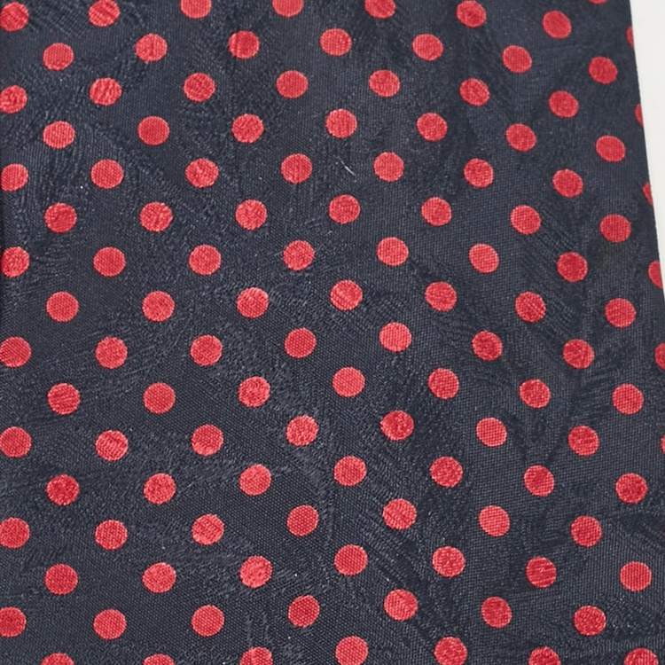 Pre Owned Ermenegildo Zegna Vintage Blue Dots Pattern Silk Traditional Tie 