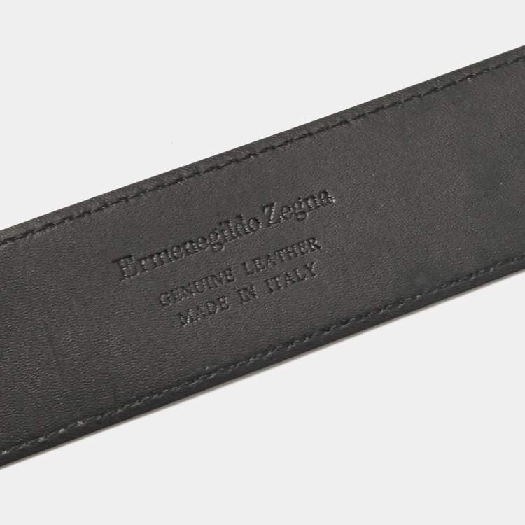 Pre Owned Ermenegildo Zegna Dark Blue Suede Buckle Belt 120 CM