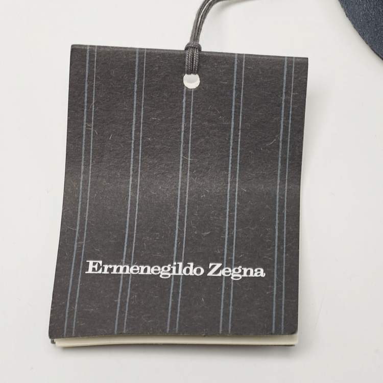 Pre Owned Ermenegildo Zegna Dark Blue Suede Buckle Belt 120 CM