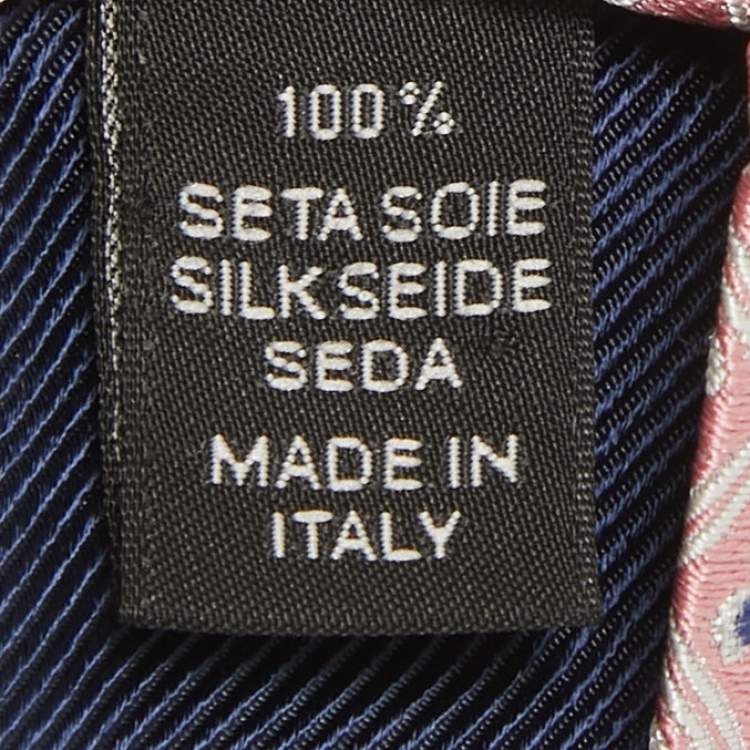 Pre Owned Ermenegildo Zegna Pink Patterned Silk Tie 
